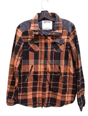 Nikita Orange & Black Plaid Button-Down Shirt Size Small